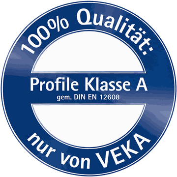 VEKA Siegel: 100 % Qualität, Profile Klasse A gemäß DIN EN 12608